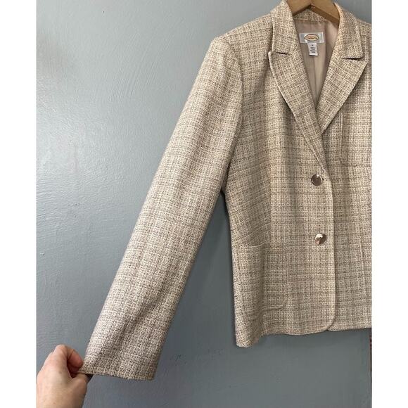 Talbots Size 12 Beige Linen Tweed Jacket Blazer Minimalist Office Old Money - Picture 3 of 13